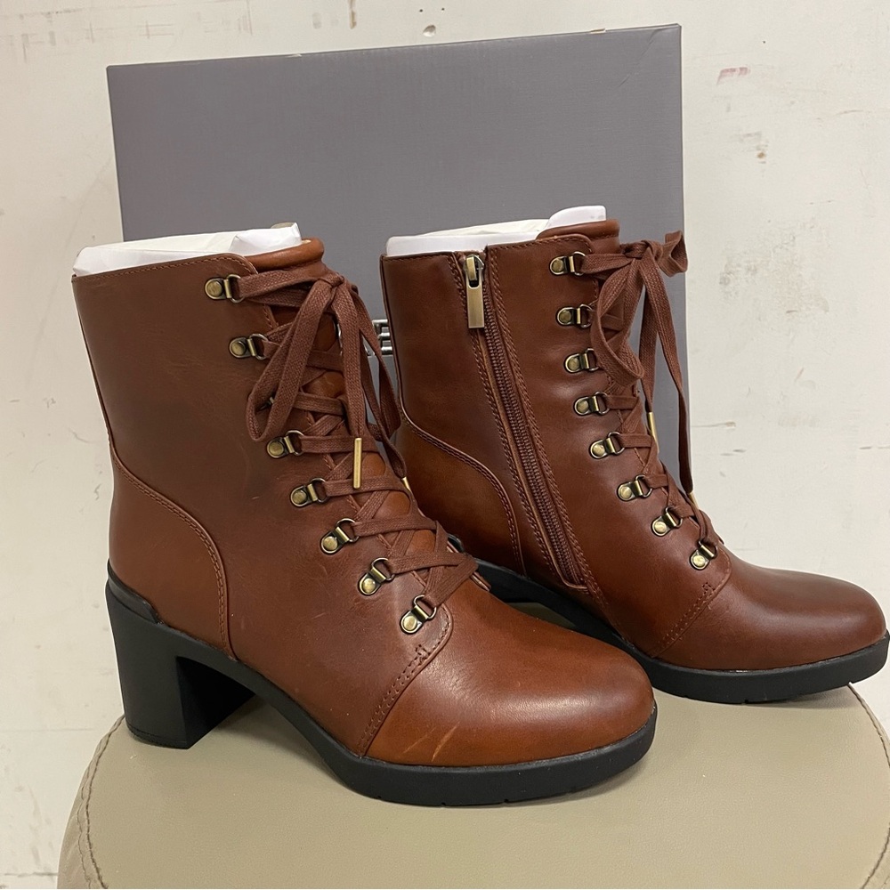 ABEO METROPOLIS LACE BROW HEELED LACE UP BOOTS SZ 8